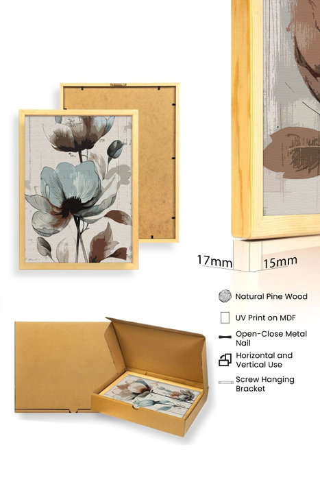 Wallity Pintura Decorativa en MDF con Marco (3 Piezas) 50 x 70 cm